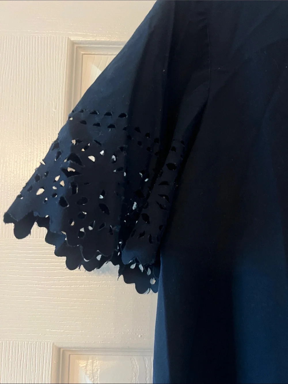 J. Crew Navy Top with Eyelet Short Sleeves
